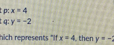 Which Represents if X = 4, Then Y = −2”?