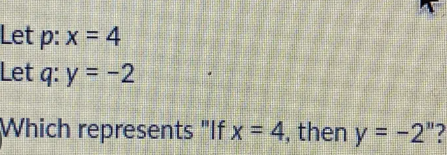 Which Represents if X = 4, Then Y = −2”?